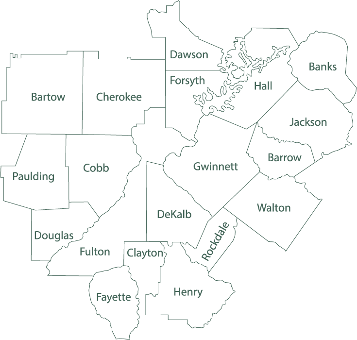 Atlanta area counties map