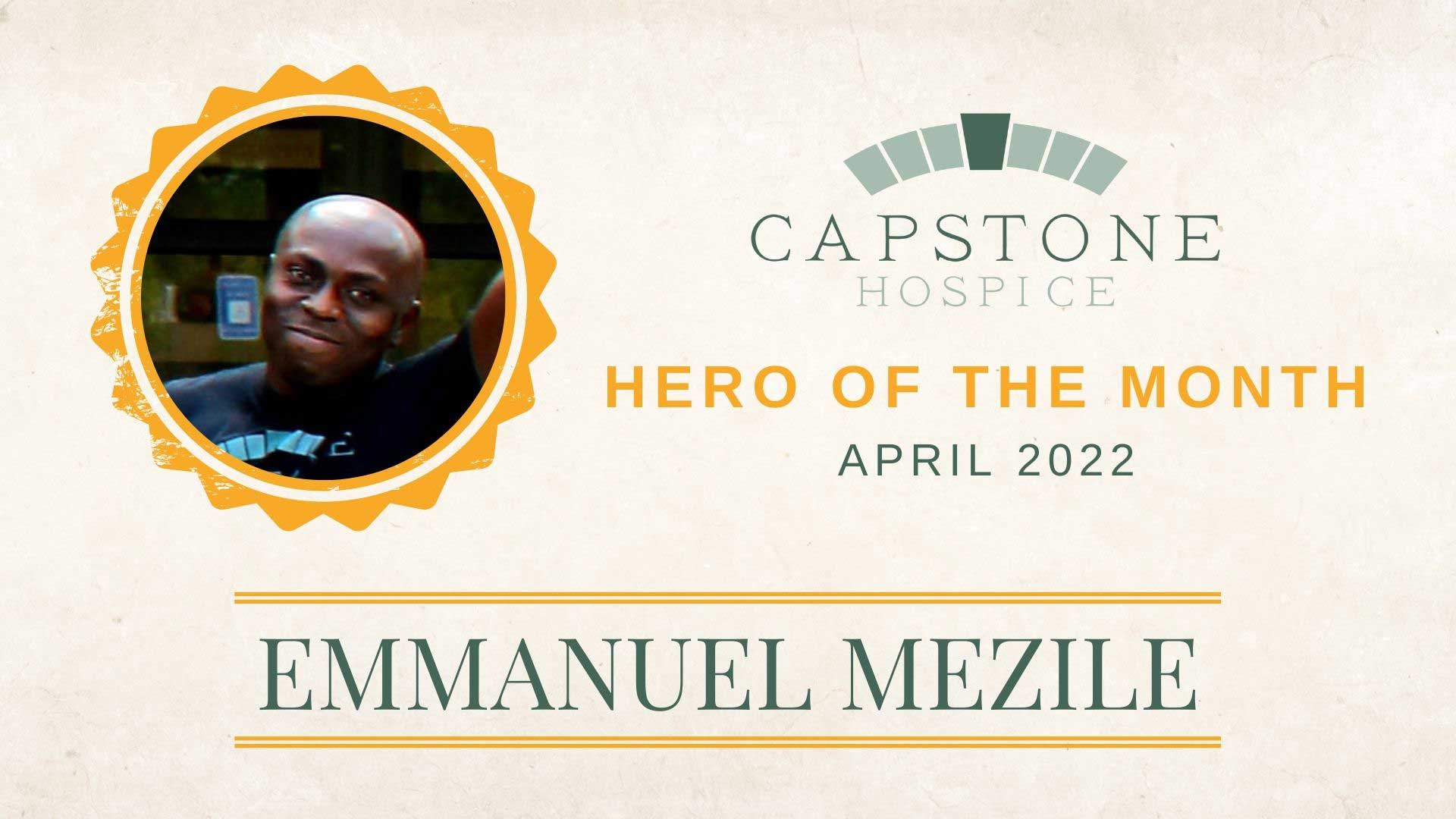 Hero of the Month Certificate for Emmanuel Mezile